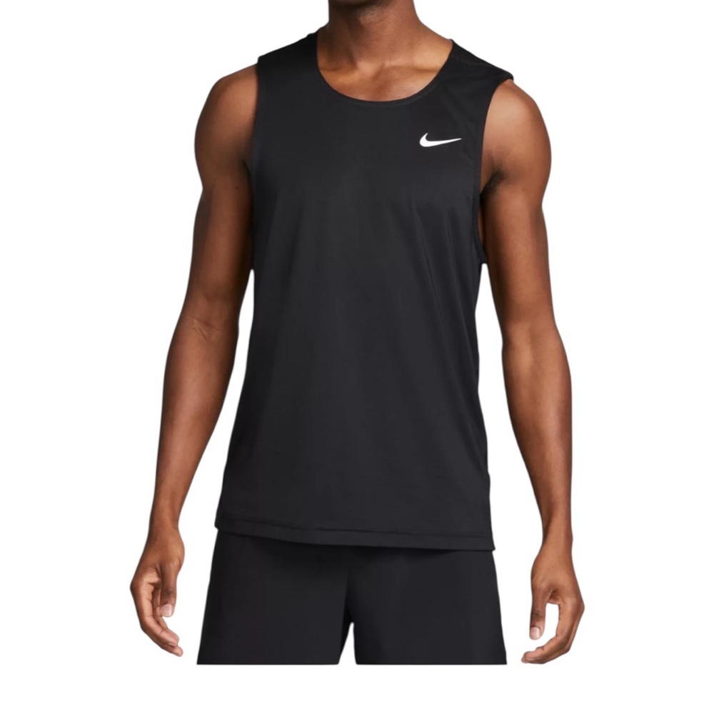 Nike Men's Black Standard Fit Dri-fit Tank Top Tee